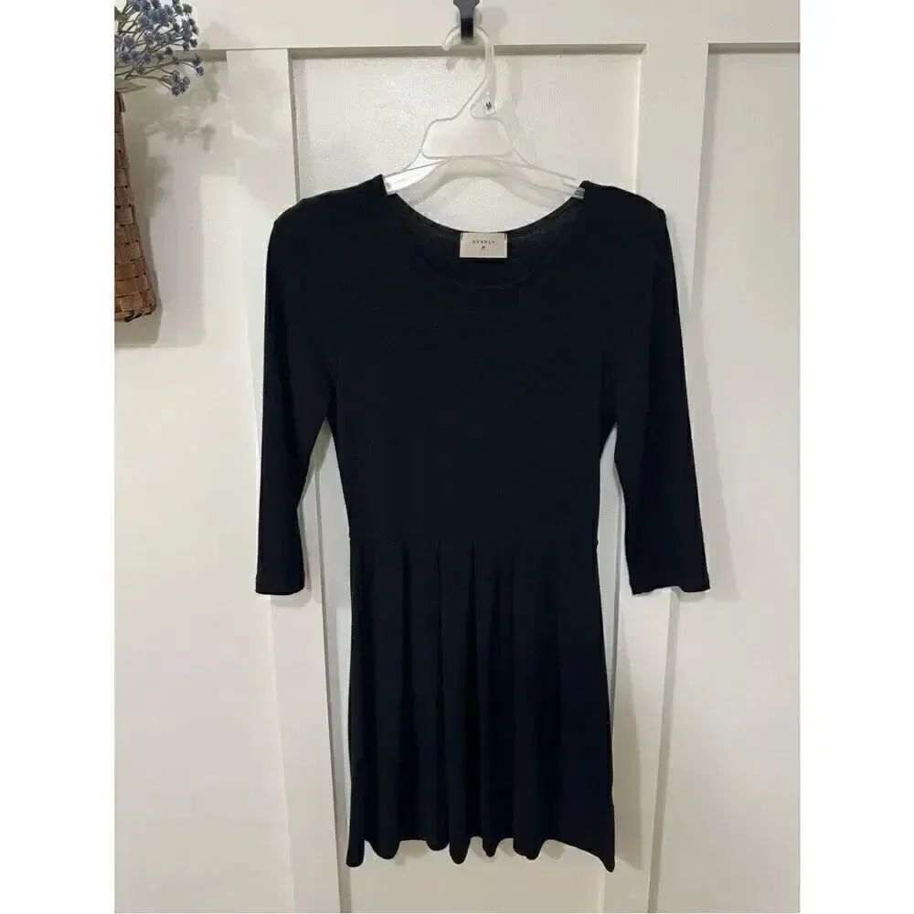 Everly Black Long Sleeve Fit & Flare Dress